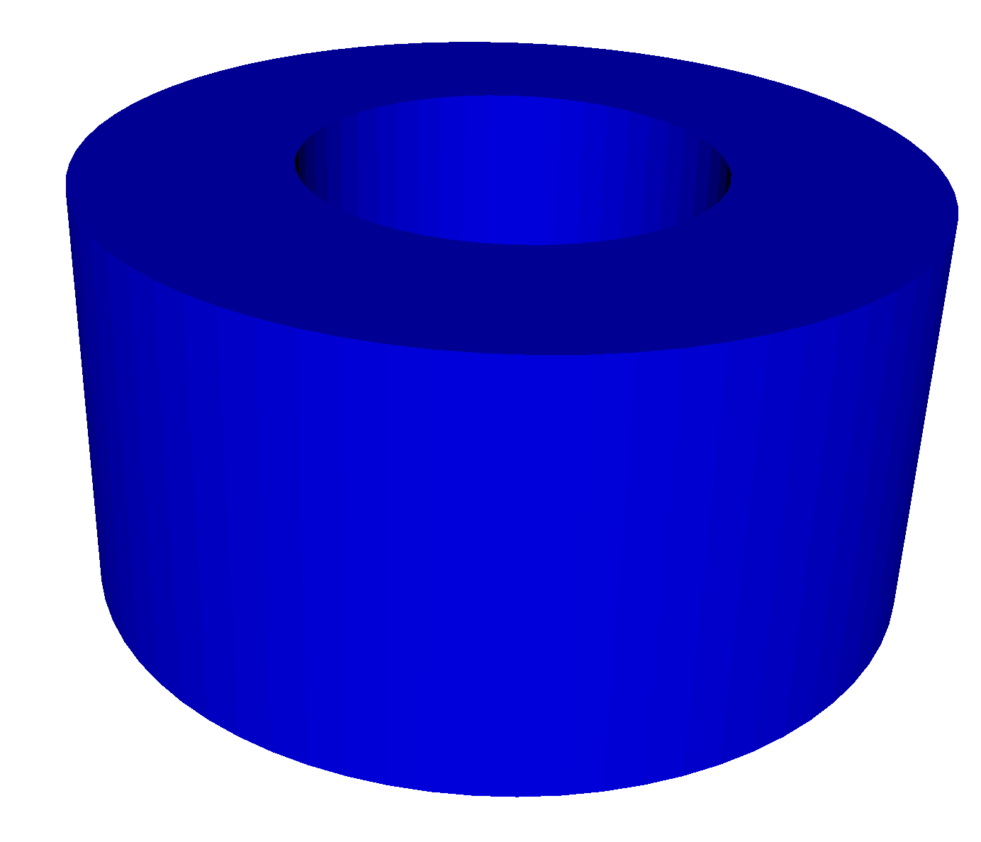 3D model of a cylinder with a circular hole, colored blue